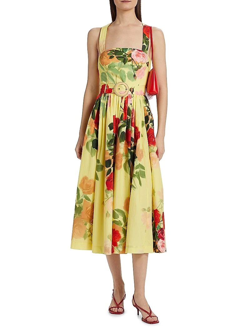 Julie Floral Cotton Midi-Dress
