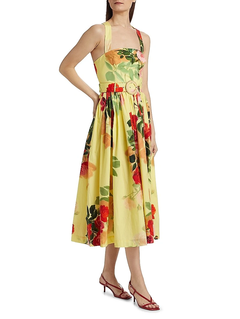 Julie Floral Cotton Midi-Dress