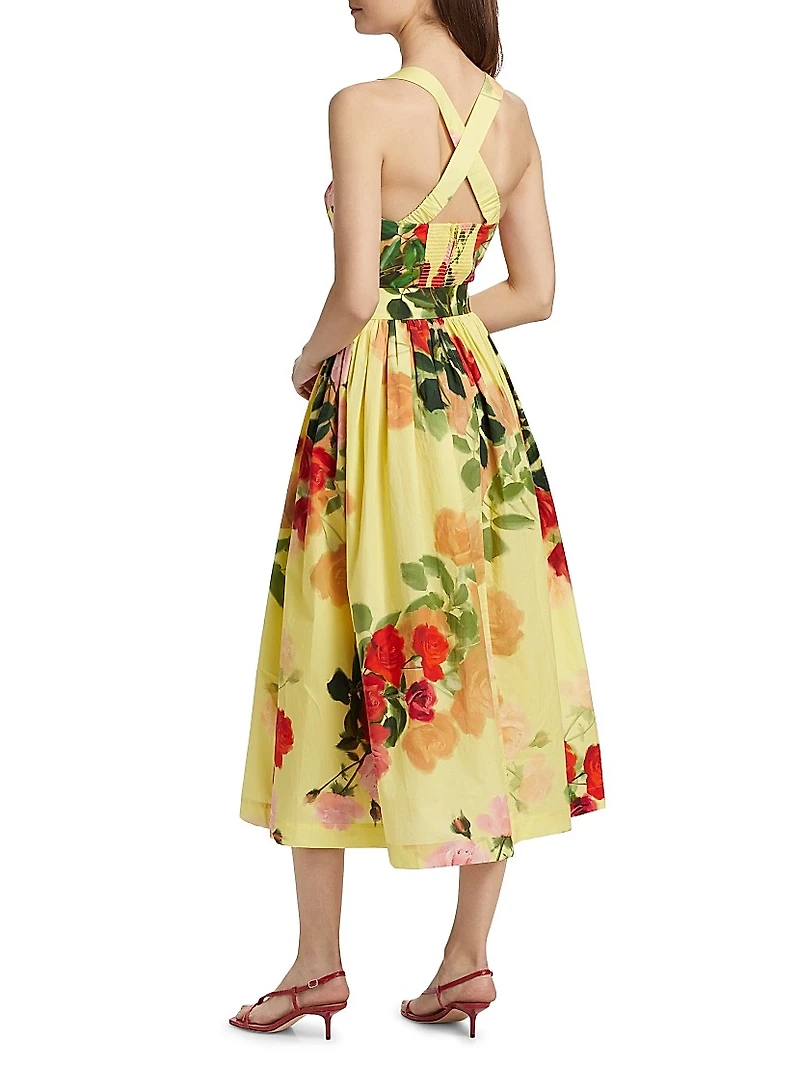 Julie Floral Cotton Midi-Dress