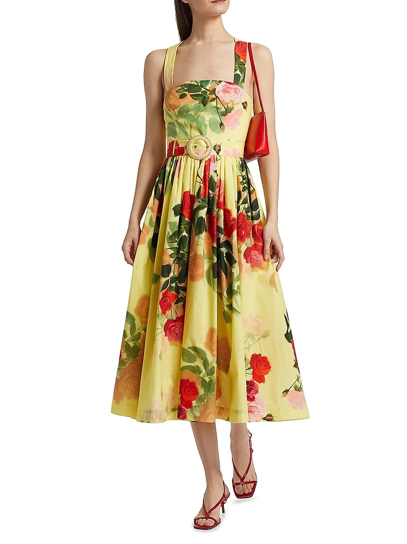 Julie Floral Cotton Midi-Dress