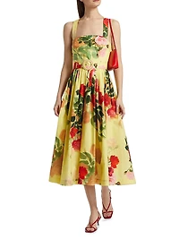 Julie Floral Cotton Midi-Dress