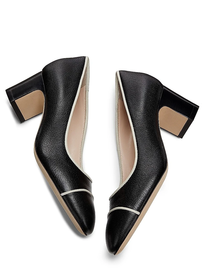 Outline 55MM Suede & Leather Cap-Toe Pumps