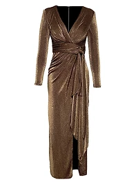 Shania Metallic Wrap Gown