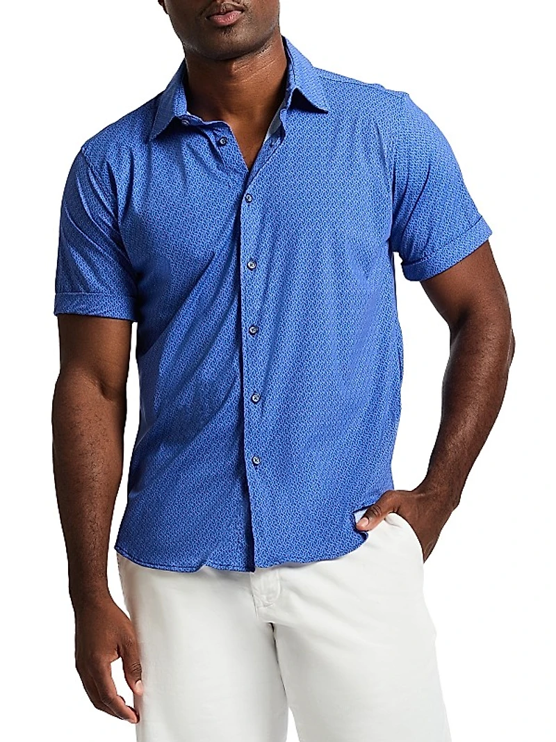 Pidmont Printed Knit Button-Front Shirt