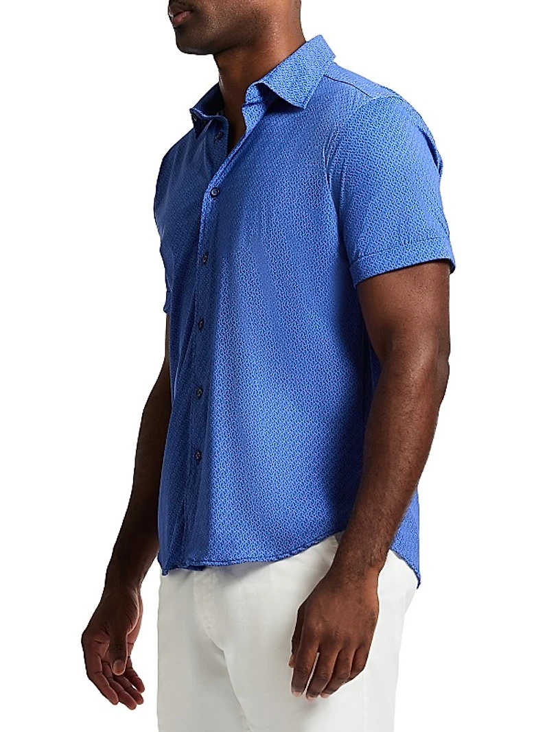 Pidmont Printed Knit Button-Front Shirt