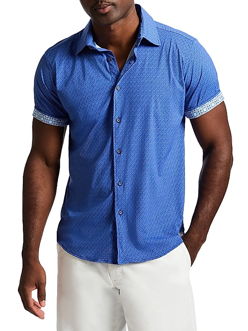 Pidmont Printed Knit Button-Front Shirt