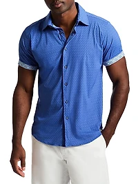 Pidmont Printed Knit Button-Front Shirt