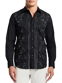 Havana Embroidered-Floral Cotton Button-Front Shirt