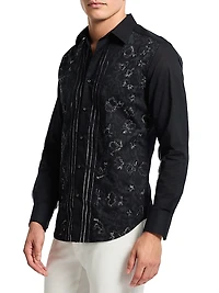 Havana Embroidered-Floral Cotton Button-Front Shirt