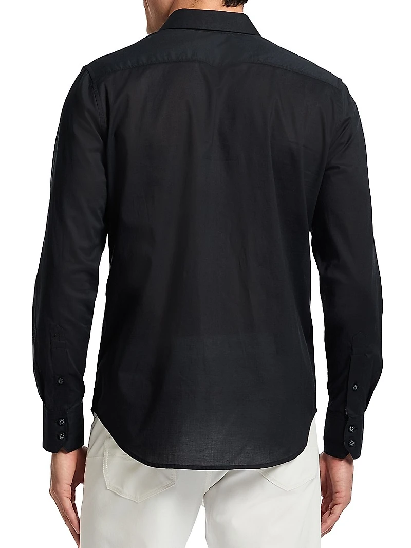 Havana Embroidered-Floral Cotton Button-Front Shirt