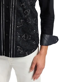 Havana Embroidered-Floral Cotton Button-Front Shirt