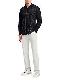 Havana Embroidered-Floral Cotton Button-Front Shirt
