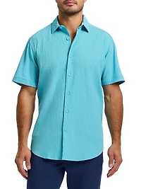 Thresher Stretch Cotton Seersucker Button-Front Shirt