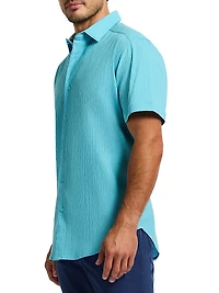 Thresher Stretch Cotton Seersucker Button-Front Shirt
