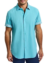 Thresher Stretch Cotton Seersucker Button-Front Shirt