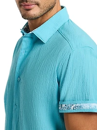 Thresher Stretch Cotton Seersucker Button-Front Shirt