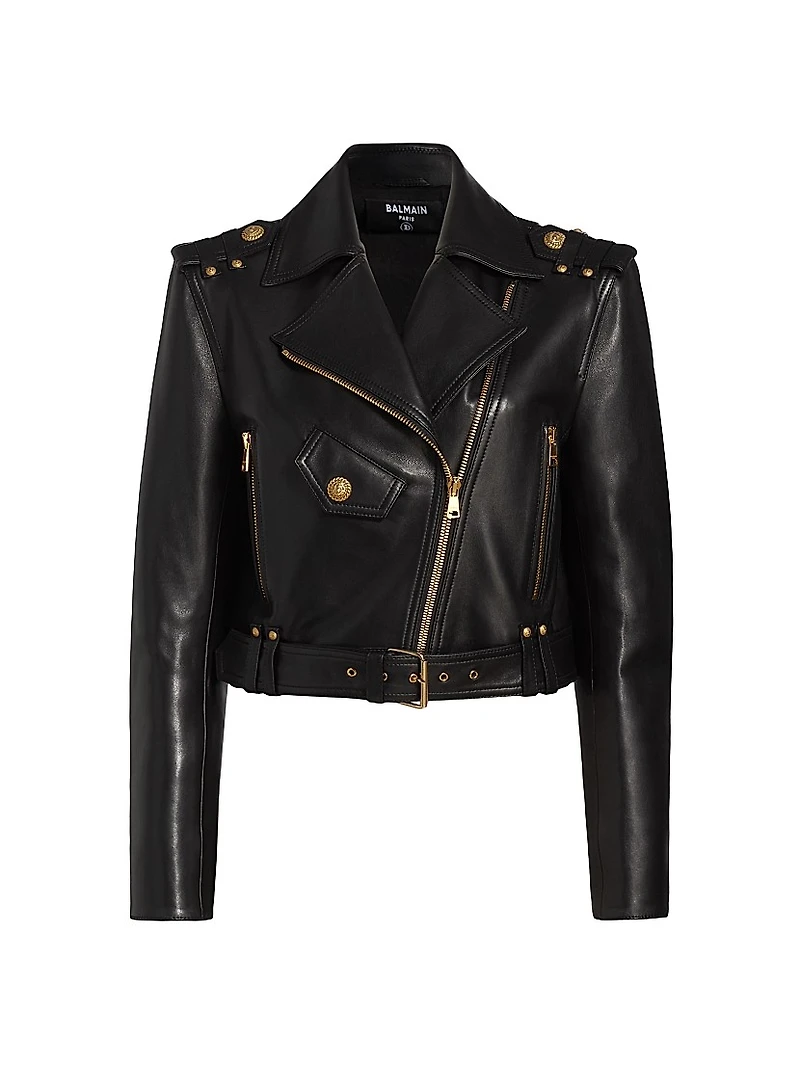 Crop Leather Biker Jacket