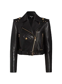 Crop Leather Biker Jacket