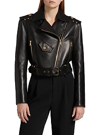Crop Leather Biker Jacket