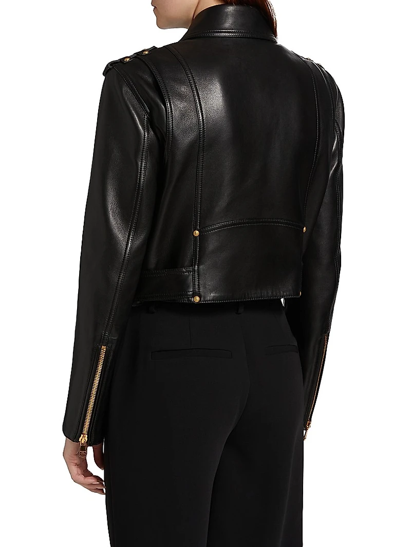 Crop Leather Biker Jacket