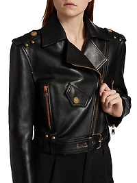 Crop Leather Biker Jacket