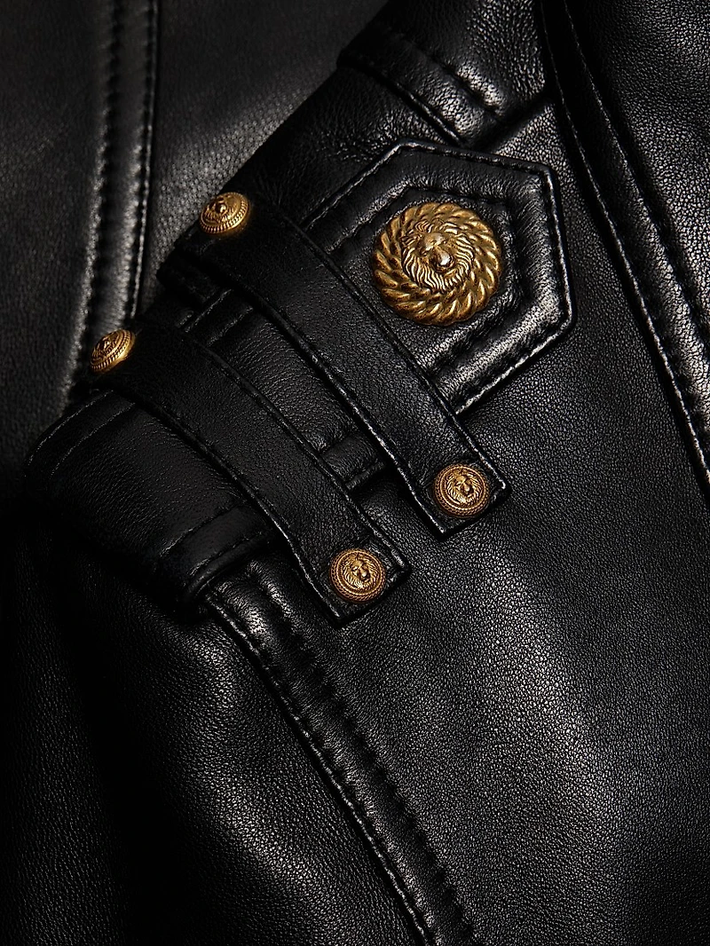 Crop Leather Biker Jacket