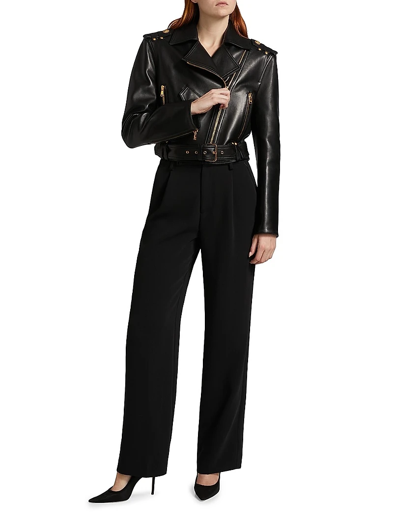 Crop Leather Biker Jacket