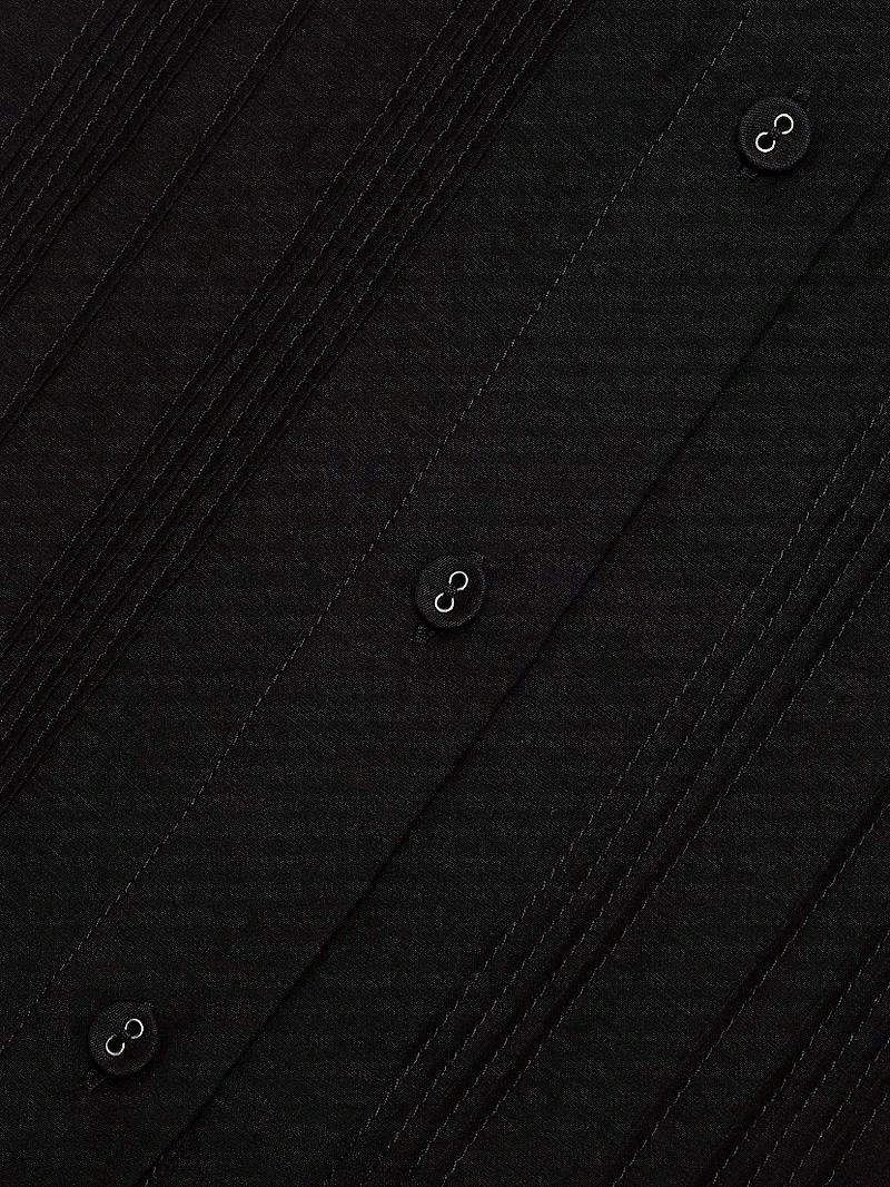 Sheer Cotton-Silk Sleeveless Tuxedo Shirt