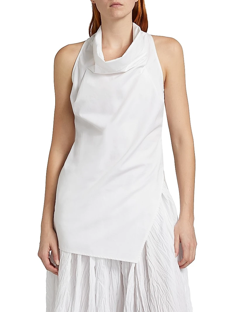 Cowlneck Cotton Sleeveless Top
