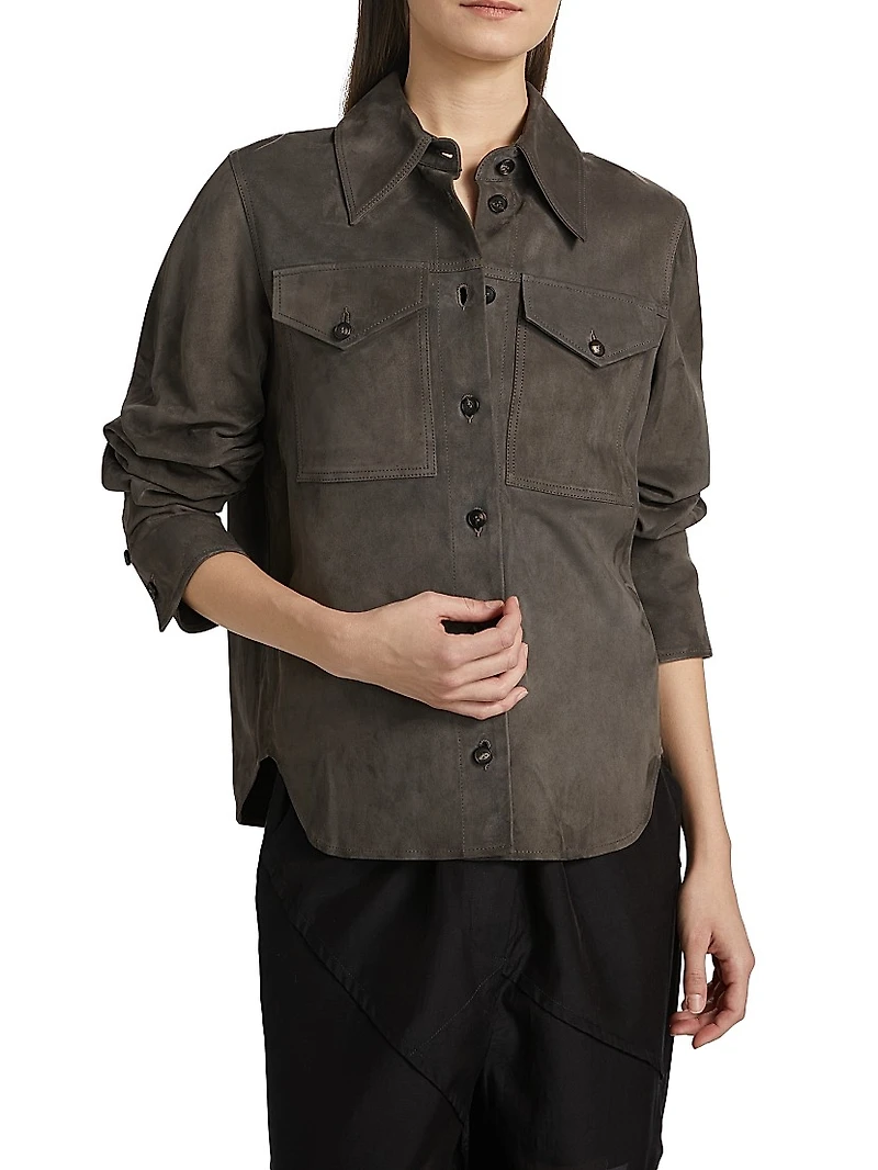Suede Button-Front Shirt