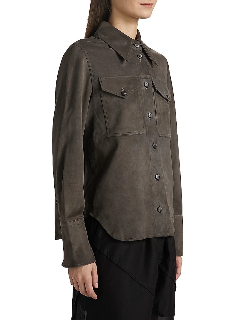 Suede Button-Front Shirt