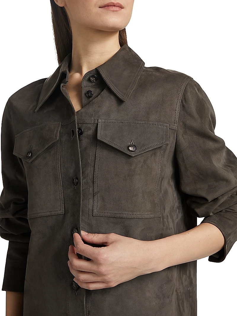 Suede Button-Front Shirt