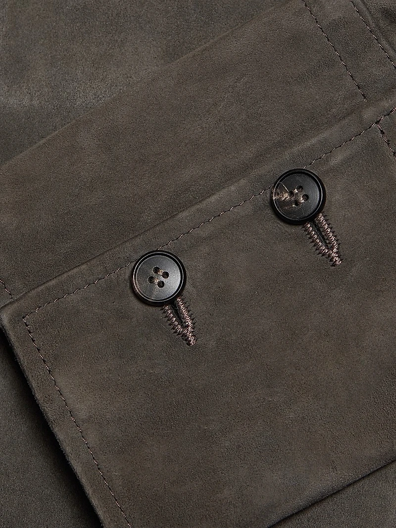 Suede Button-Front Shirt