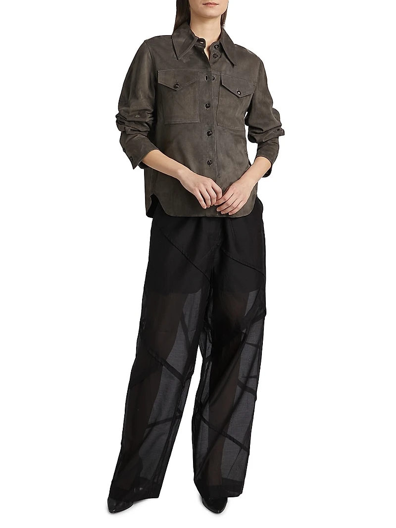 Suede Button-Front Shirt