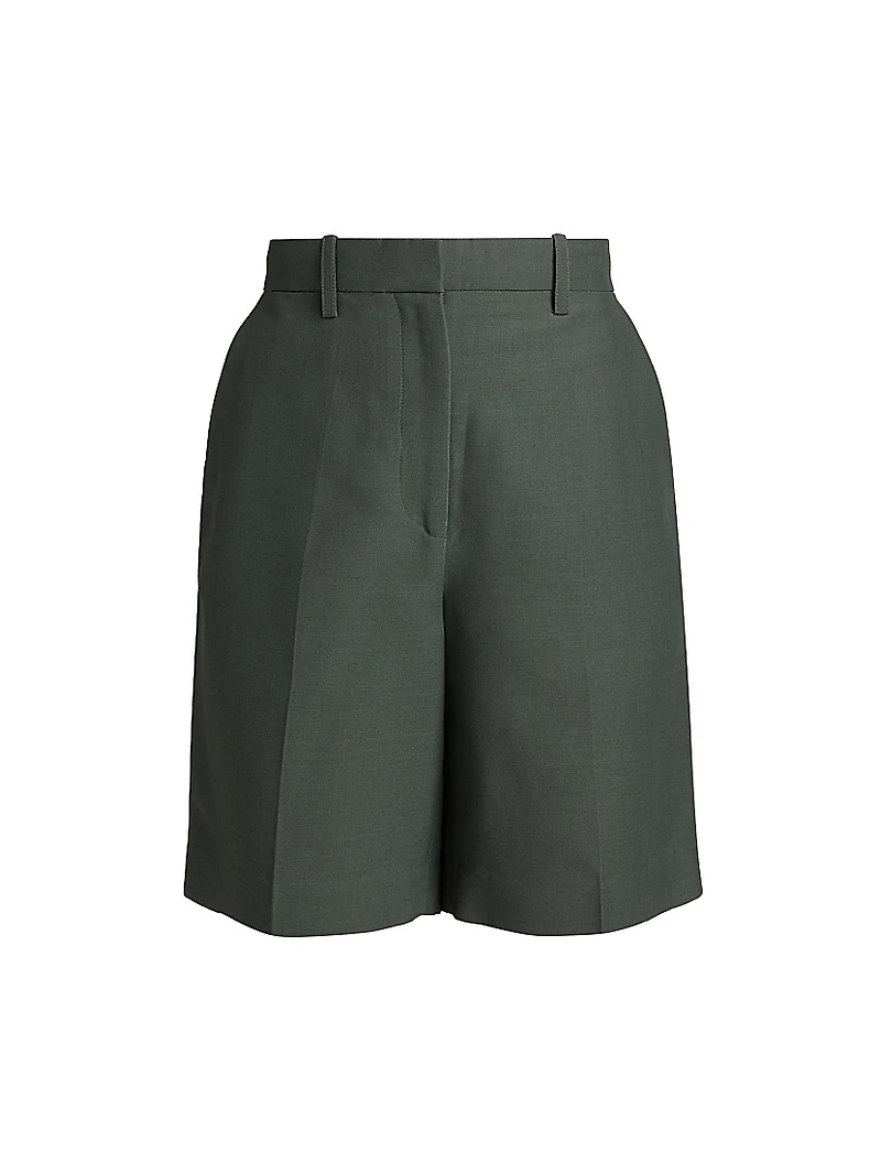 Pleated Bermuda Straight-Leg Shorts