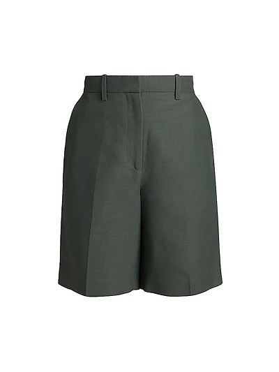 Pleated Bermuda Straight-Leg Shorts