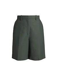 Pleated Bermuda Straight-Leg Shorts