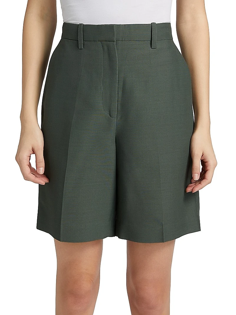 Pleated Bermuda Straight-Leg Shorts