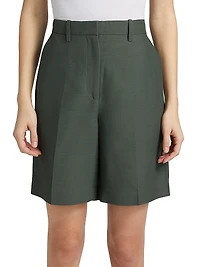 Pleated Bermuda Straight-Leg Shorts