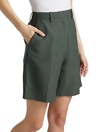 Pleated Bermuda Straight-Leg Shorts