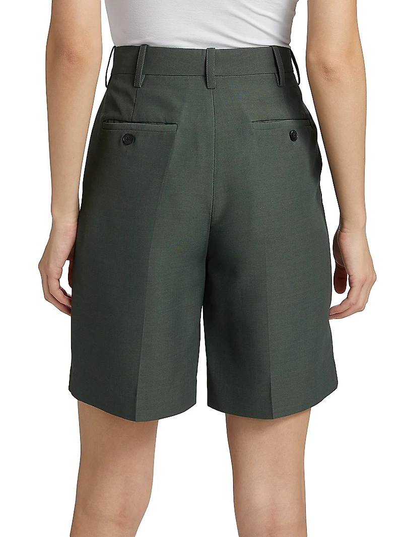 Pleated Bermuda Straight-Leg Shorts
