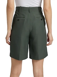 Pleated Bermuda Straight-Leg Shorts