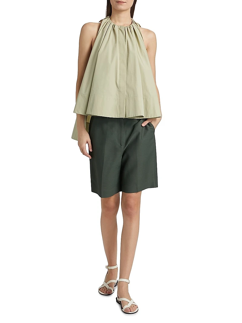 Pleated Bermuda Straight-Leg Shorts