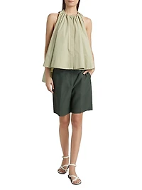 Pleated Bermuda Straight-Leg Shorts