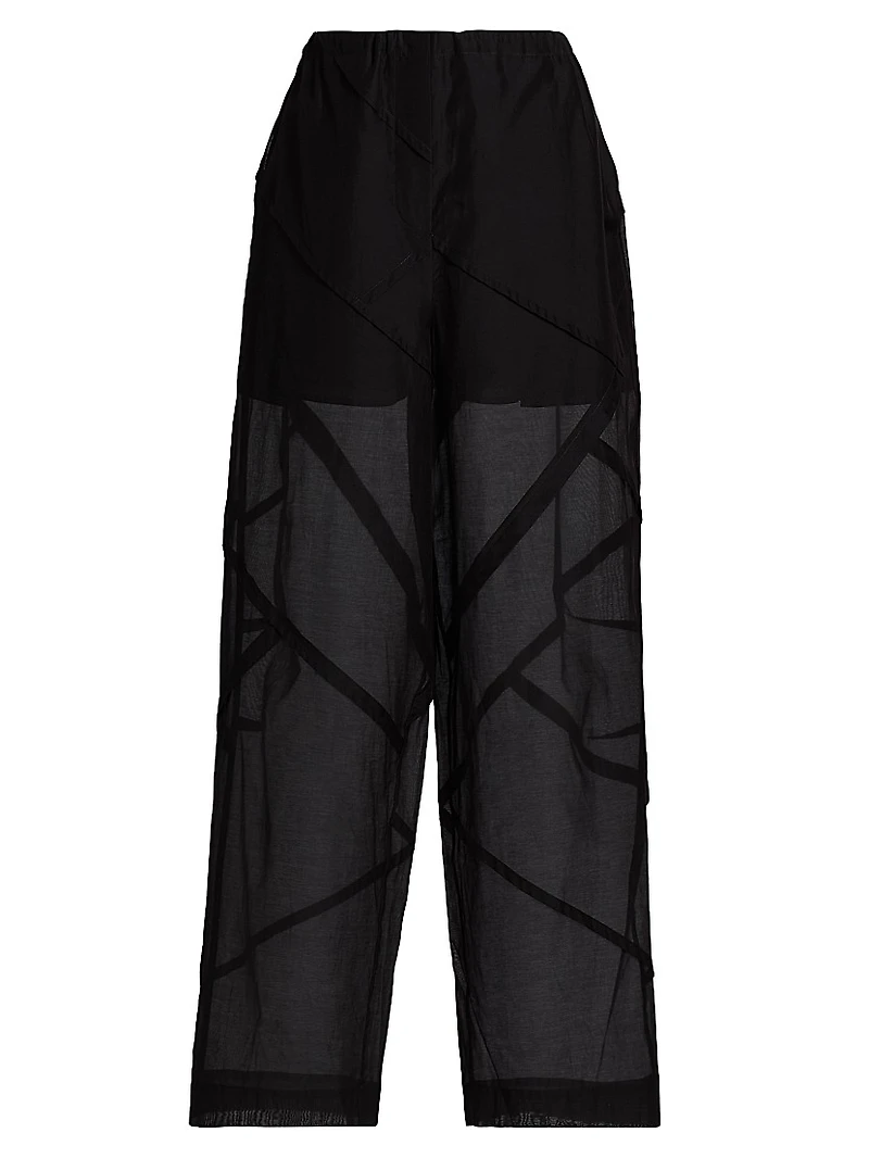 Cotton-Silk Drawstring Parachute Pants