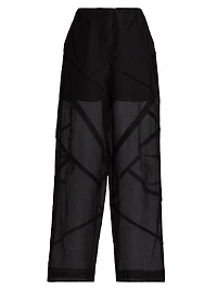 Cotton-Silk Drawstring Parachute Pants