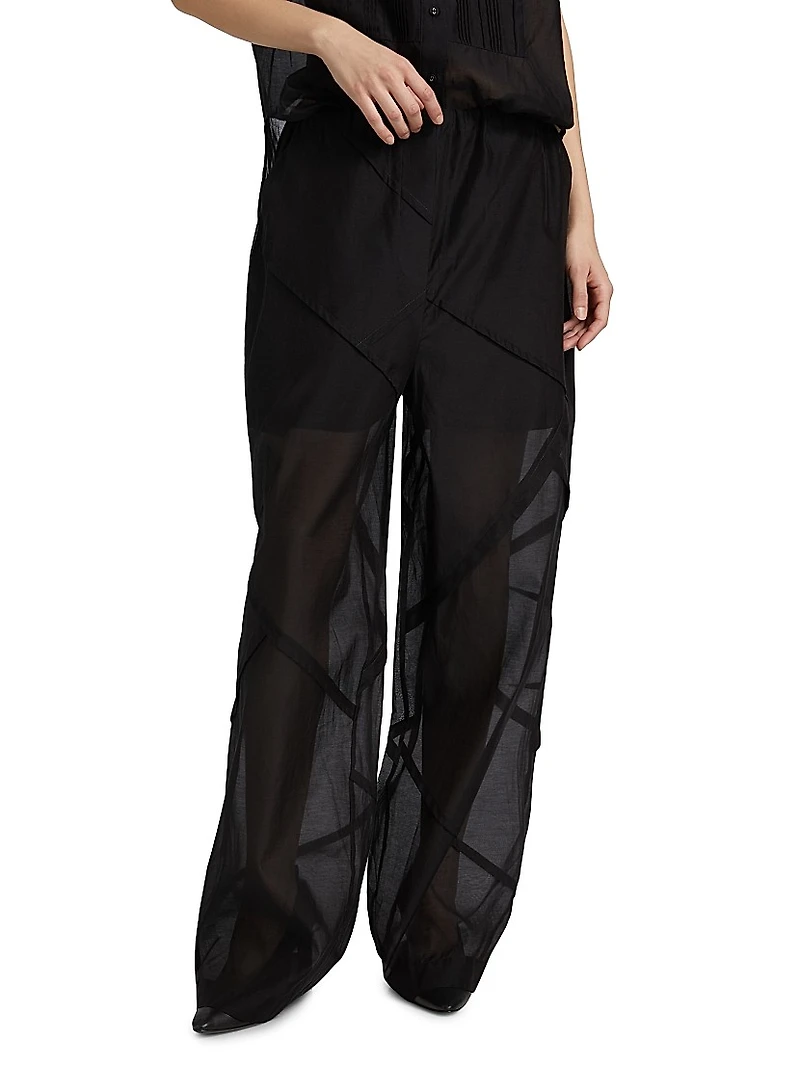 Cotton-Silk Drawstring Parachute Pants