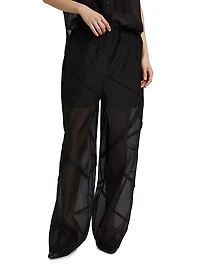 Cotton-Silk Drawstring Parachute Pants