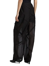 Cotton-Silk Drawstring Parachute Pants