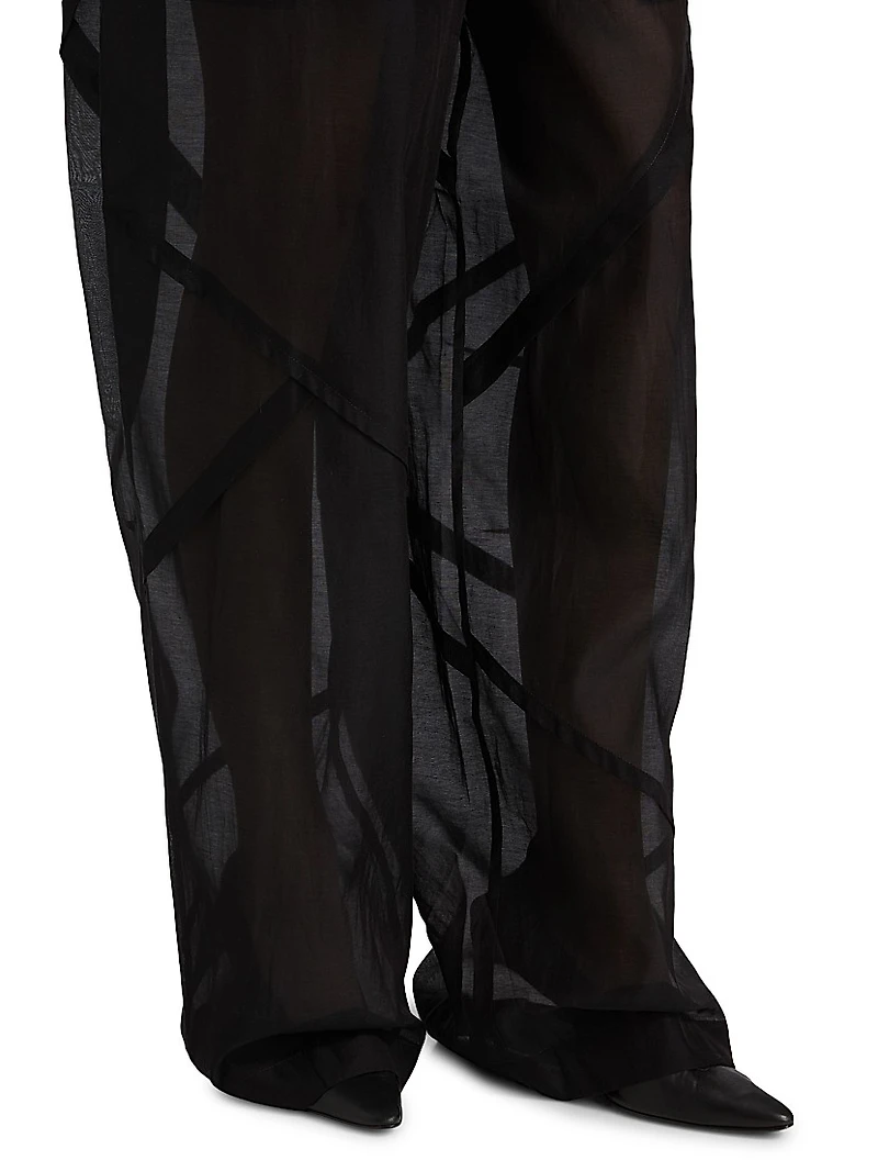 Cotton-Silk Drawstring Parachute Pants